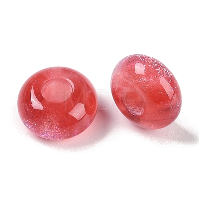 Resin European Beads with Glitter Powder RESI-F055-07E-1