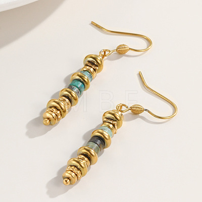 304 Stainless Steel & African Turquoise(Jasper) Dangle Earrings for Women WG35C69-01-1