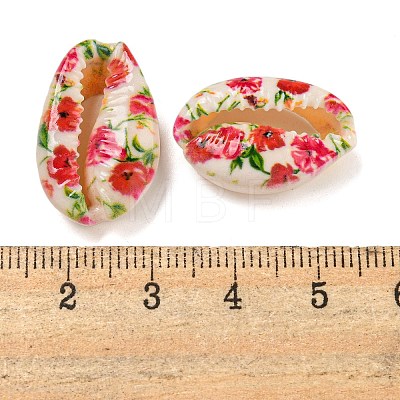 Printed Natural Shell Beads BSHE-G037-01J-1