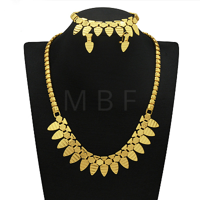 Alloy Chain Necklaces & Stud Earrings & Bracelets Sets FS-WG5EDEB-01-1