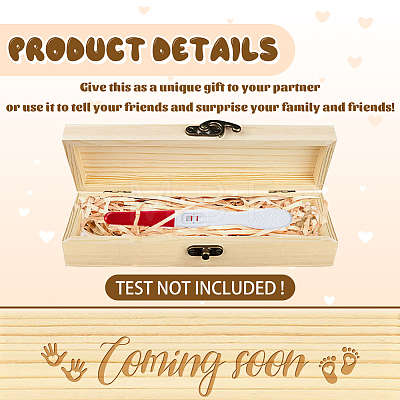 Rectangle Wooden Pregnancy Test Keepsake Box with Lock CON-WH0103-003-1
