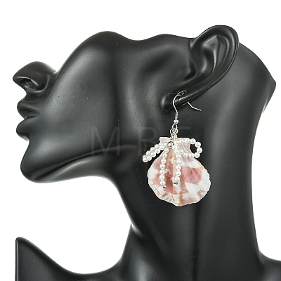 Natural Scallop Shell Dangle Earrings EJEW-TA00813-1
