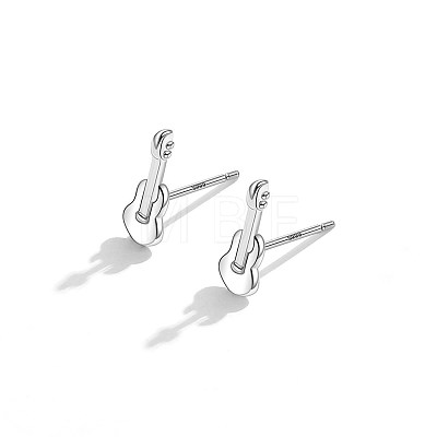 Anti-Tarnish Rhodium Plated Sterling Silver Stud Earrings EJEW-BB67164-P-1