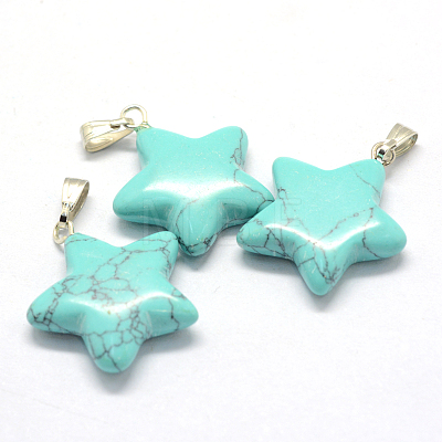 Star Dyed Synthetic Turquoise Pendants G-Q367-13-1