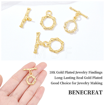 BENECREAT 12 Sets 2 Style Brass Toggle Clasps KK-BC0004-78-1