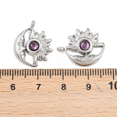 304 Stainless Steel Rhinestone Pendants STAS-Z166-24P-02-1