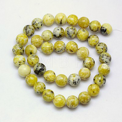Natural Yellow Turquoise(Jasper) Beads Strands X-GSR6mmC007-1