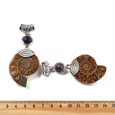 Natural Amethyst Fossil Snail Pendants G-F062-16-1