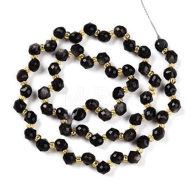 Natural Silver Obsidian Beads Strands G-T141-51-1