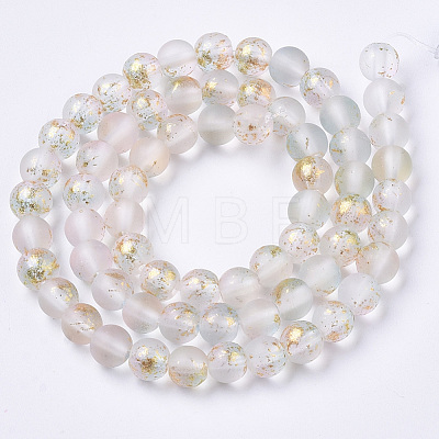 Frosted Spray Painted Glass Beads Strands X-GLAA-N035-03B-C07-1