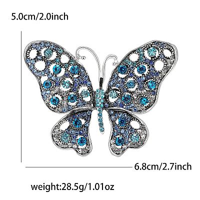 Butterfly Alloy Rhinestone Brooches PW-WG40679-02-1