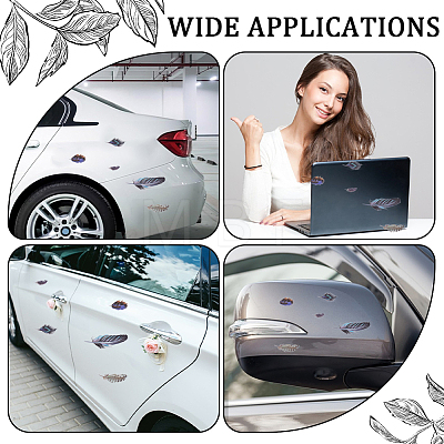 PVC Self Adhesive Feather Car Sticker DIY-WH0453-58C-1