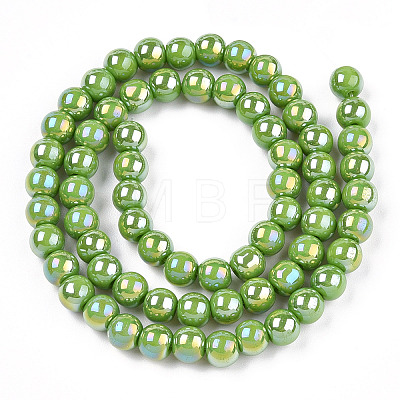 Electroplate Opaque Glass Beads Strands GLAA-T032-P6mm-AB06-1