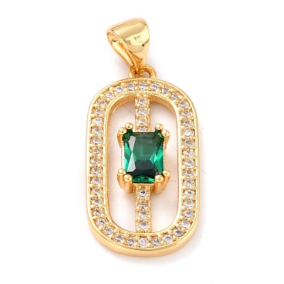Real 18K Gold Plated Brass Micro Pave Cubic Zirconia Pendants ZIRC-L100-083G-02-1
