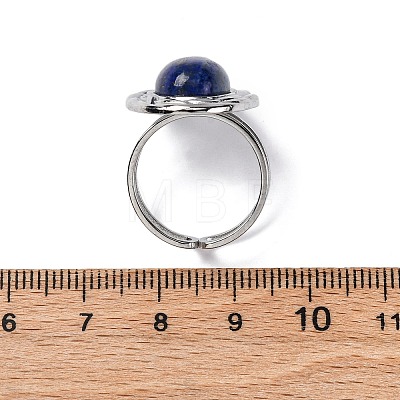 Oval Natural Lapis Lazuli Finger Rings RJEW-M063-01P-14-1