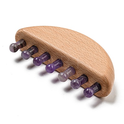 Natural Amethyst Scalp Massager AJEW-G058-01D-1