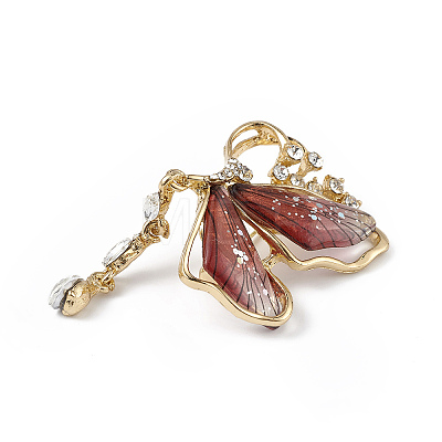 Resin Butterfly Brooch Pin with Crystal Rhinestone LS-JEWB-P016-05KCG-02-1