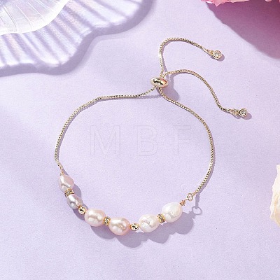 Natural Cultured Freshwater Pearl Beads Slider Bracelets BJEW-JB13410-1