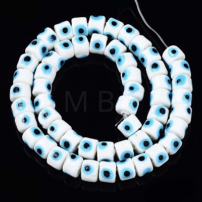 Handmade Evil Eye Lampwork Beads Strands LAMP-WH0006-05J-1