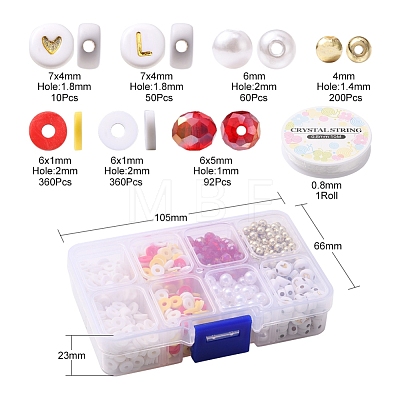 DIY Letter & Imitation Pearl & Heishi Beads Bracelet Making Kit DIY-YW0005-23E-1