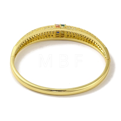 Brass Pave Colorful Cubic Zirconia Ring Bangle for Women BJEW-K246-13G-1