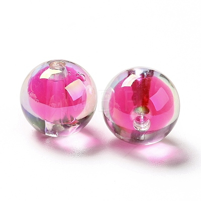 Two Tone UV Plating Rainbow Iridescent Acrylic Beads TACR-D010-03A-03-1