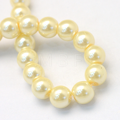 Baking Painted Pearlized Glass Pearl Round Bead Strands X-HY-Q330-8mm-21-1