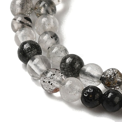 Natural Black Rutilated Quartz Beads Strands G-B090-A01-02-1