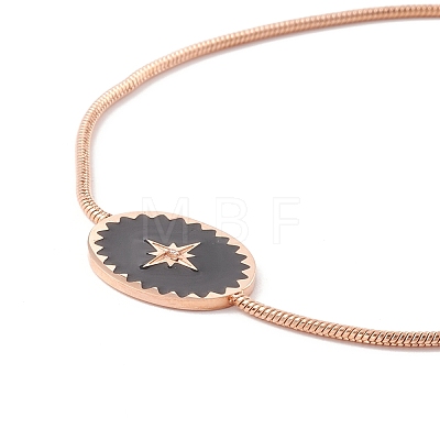 Enamel Oval with Star Link Slider Bracelet with Snake Chain for Women STAS-P302-11KCG-1