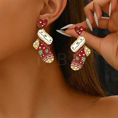 Christmas Theme Acrylic Dangle Stud Earrings FS-WG16439-05-1