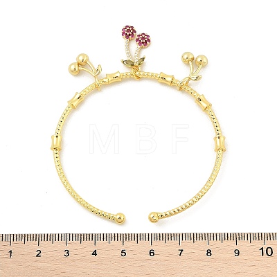 Brass Micro Pave Cubic Zirconia Fruit Charm Bangles for Women BJEW-Z089-01G-02-1