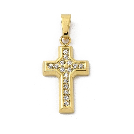 Ion Plating(IP) 304 Stainless Steel Micro Pave Cubic Zirconia Pendants STAS-Z107-08G-12-1
