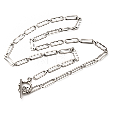 Non-Tarnish 304 Stainless Steel Paperclip Chain Necklace with Toggle Clasp for Men Women NJEW-JN04139-1
