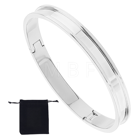 1Pc Stainless Steel Grooved Bangles STAS-UN0042-50A-P-1