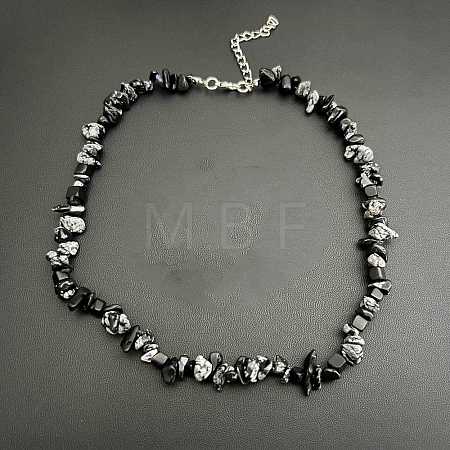 Natural Snowflake Obsidian Chip Beaded Necklaces for Women IW6789-33-1