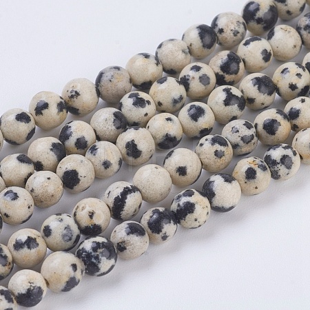 Natural Dalmation Jasper Beads Strands G-G515-4mm-06-1
