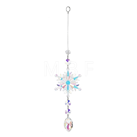 AB Color Glass Snowflake Pendant Decorations AJEW-Q144-02P-04-1