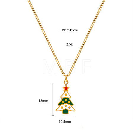 Christmas 304 Stainless Steel Enamel Pendant Necklaces FS-WGDAA96-17-1