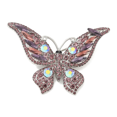 Butterfly Platinum Zinc Alloy Rhinestone Brooches JEWB-R051-01P-02-1