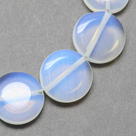 Smooth Flat Round Opalite Opal Stone Beads Strands G-S110-14mm-25-1