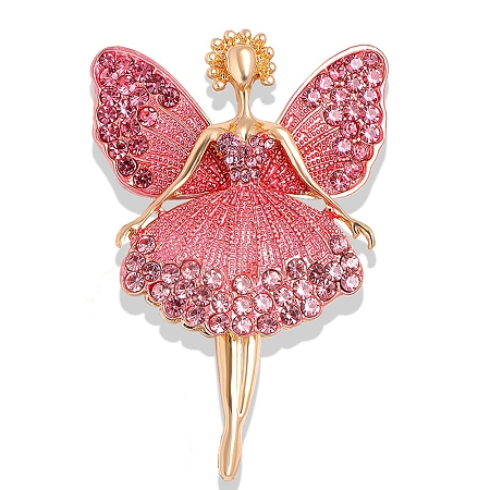 Butterfly Dancer Enamel Pin with Rhinestone JEWB-P016-01G-02-1