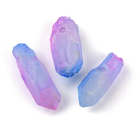 3Pcs Electroplate Natural Quartz Crystal Beads Strands G-FS0001-52-1