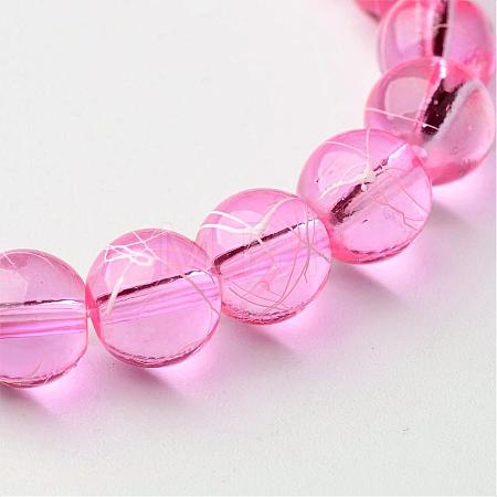Drawbench Transparent Glass Round Beads Strands X-GLAD-Q012-8mm-03-1