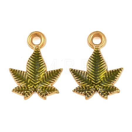 304 Stainless Steel with Dark Olive Green Enamel Pendants SA-CBAF5D5-09G-1