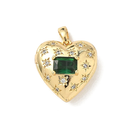 Brass Micro Pave Cubic Zirconia Locket Pendants LS-KK-F905-05G-03-1