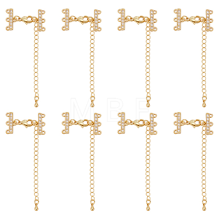 8Pcs Brass Micro Pave Clear Cubic Zirconia Slide Lock Clasps HJEW-UN00140-1