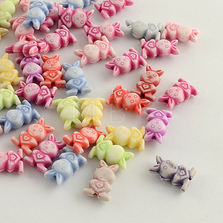 Craft Style Colorful Bunny Acrylic Beads MACR-Q157-M09-1