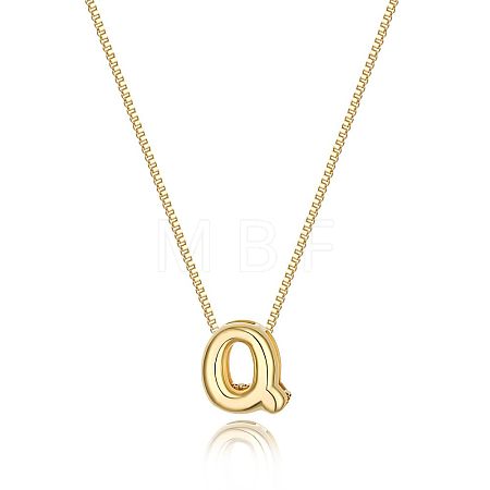 Brass Initial Pendant Box Chain Necklaces for Women FS-WG5C822-17-1