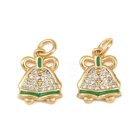Christmas Brass Micro Pave Cubic Zirconia Enamel Charms KK-L255-19G-11-1
