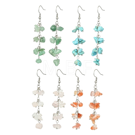 4 Pairs 4 Styles Natural Mixed Stone & Synthetic Turquoise Dangle Earrings for Women EJEW-TA00553-1